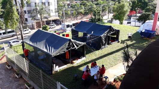 A estrutura da equipe voluntária do médico Sebastião Rodrigues, em Brumadinho-MG. Foto: Arquivo Pessoal